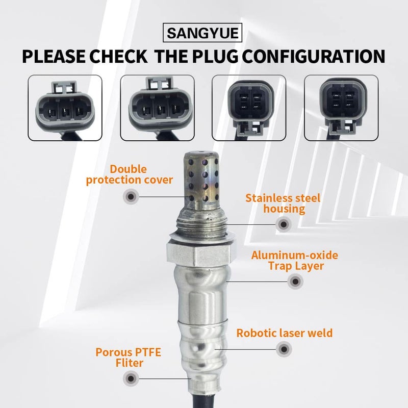 Sangyue Oxygen Sensor for Nissan Pathfinder 1996 1997 1998 1999 2000 3.3L Infiniti Qx4 1997 1998 1999 2000 3.3L Upstream + Downstream 4pcs - Image 3